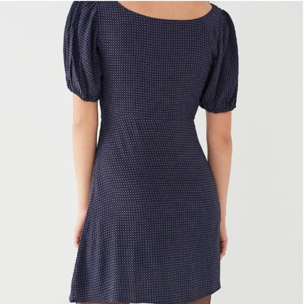 Urban Outfitters Navy Blue Puff Sleeve Ditsy Floral Mini Dress Size Small - Picture 3 of 15